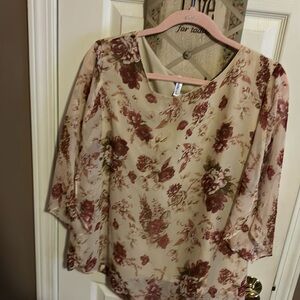 Gently used lined blouse with flutter sleeve